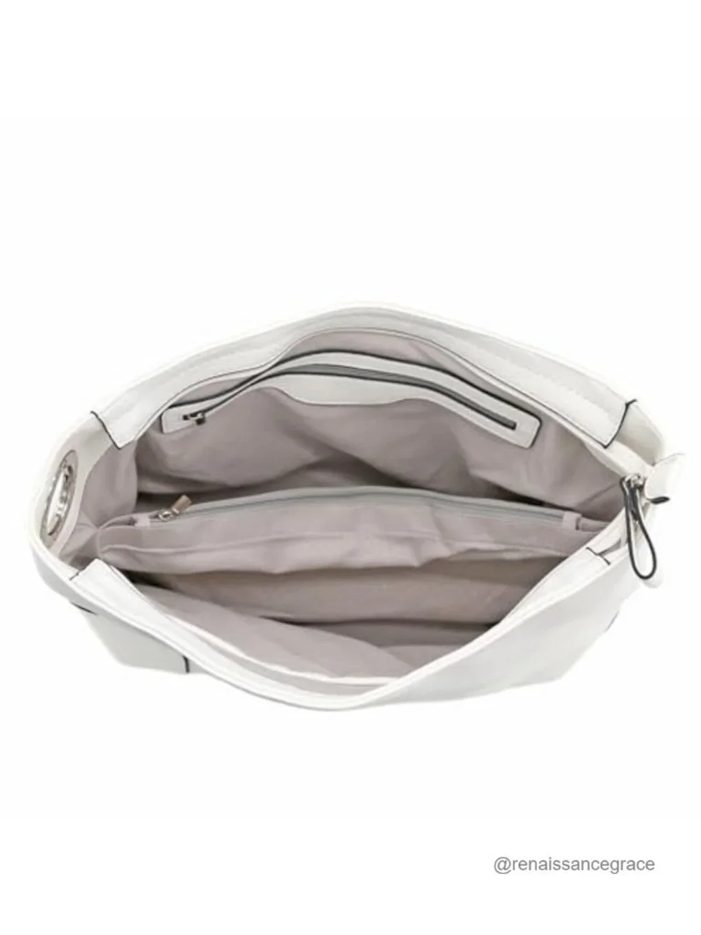 Faux Leather Hobo Shoulder Bag Detachable Strap Silver Hardware